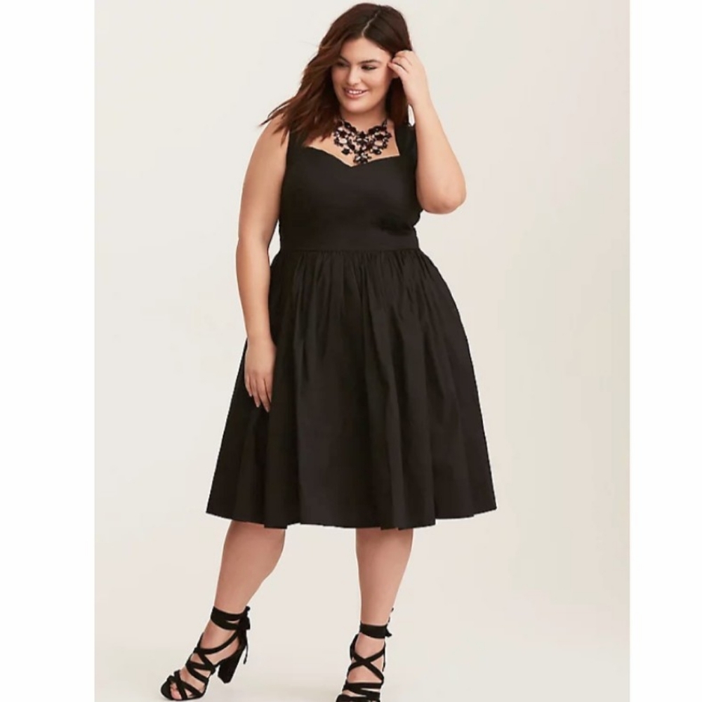 Torrid Black Cotton Fit and Flare Dress